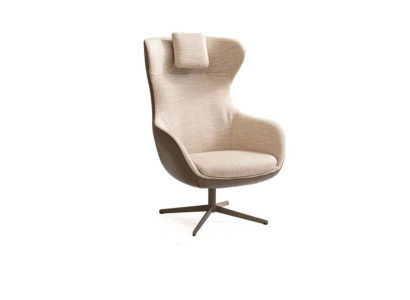 Sessel Ohrensessel Cocktailsessel Einsitzer Stoff Beige Moderne Sitzer